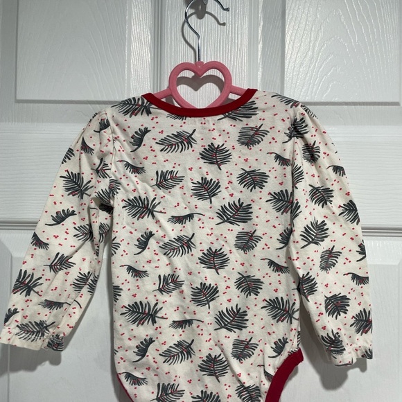 3 for $12 Burt's Bees Baby Cream and Red Leaf Print Bodysuit - Picture 2 of 4